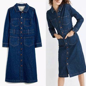 Madewell Snap Front Midi Denim Jean Shirtdress
